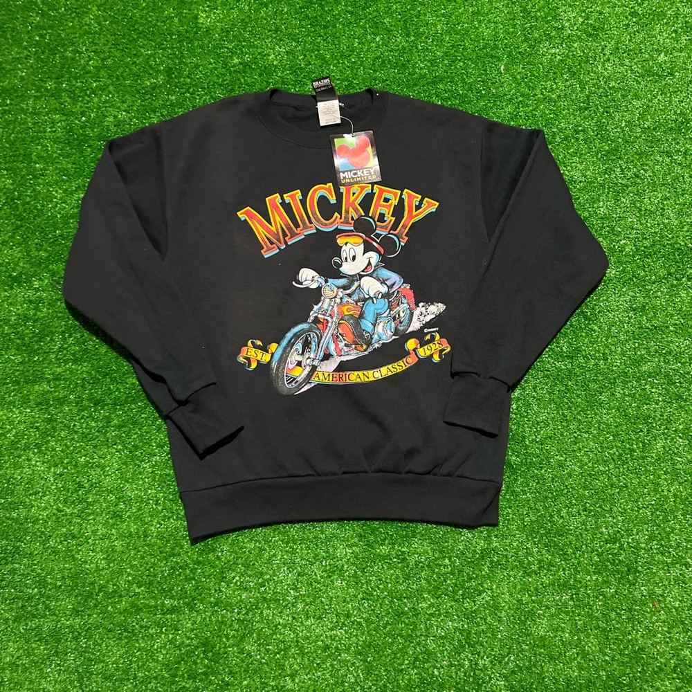 NWT Vintage Mickey Unlimited Motorcycle Crewneck
